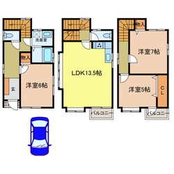 富田林市須賀1丁目戸建貸家の物件間取画像